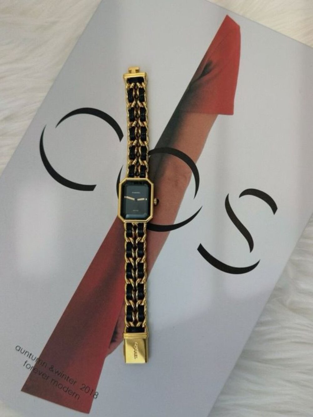 Chanel Premier M /black Leather Cut Glass Bracelet - Picture 2 of 12